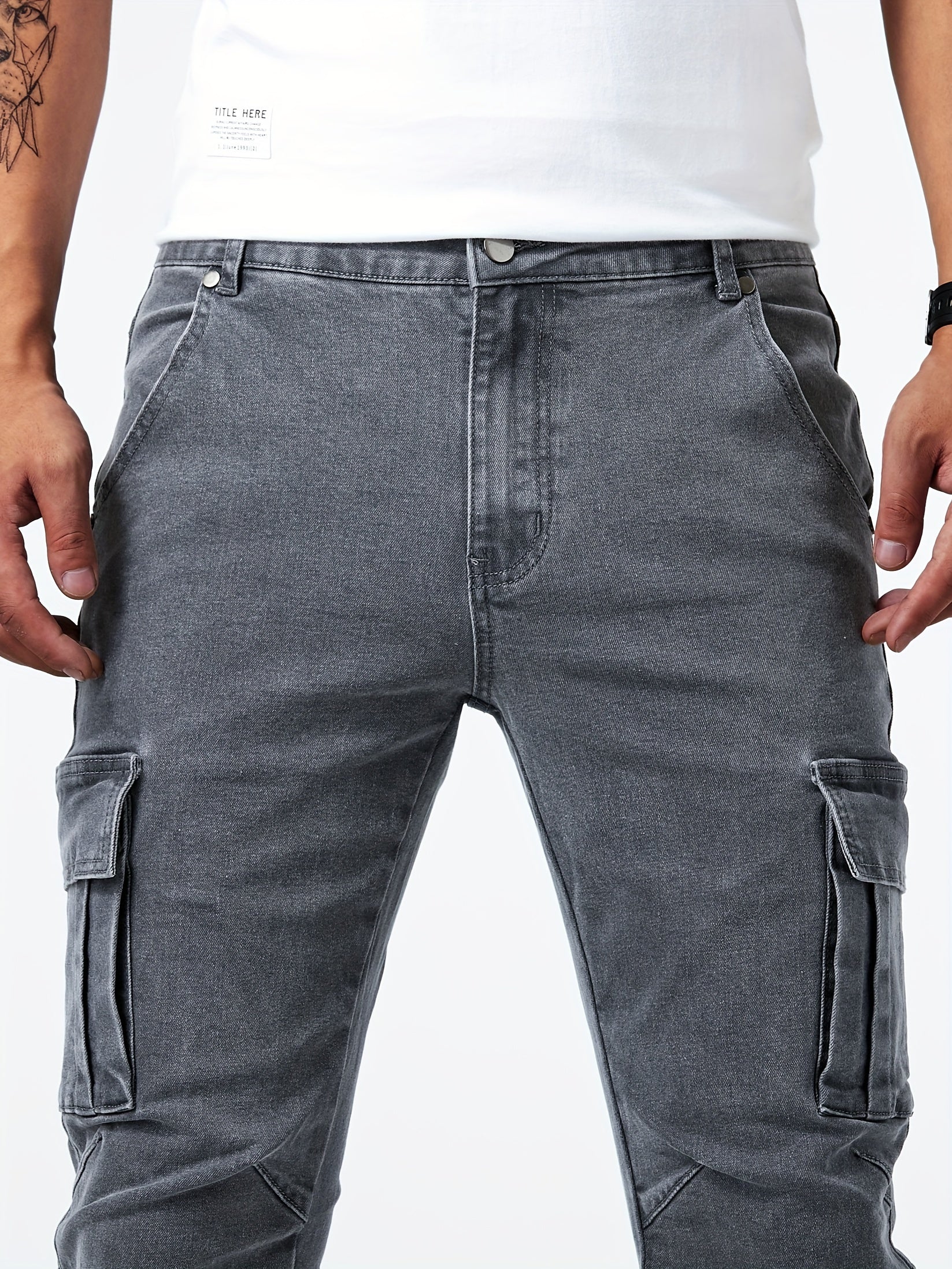 Alberto | Pantalones Cargo en Denim Elástico