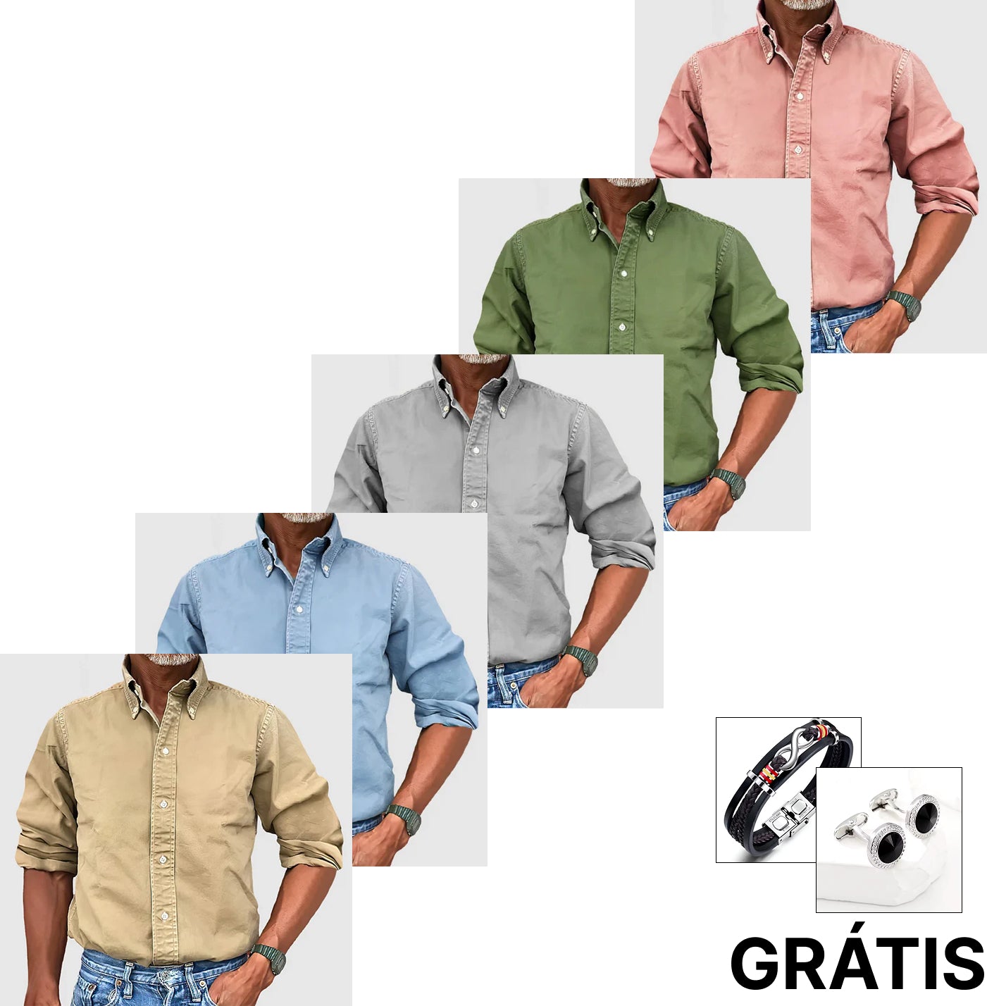 Enrique™ 5 Pack | Camisa casual de manga larga + Regalo GRÁTIS