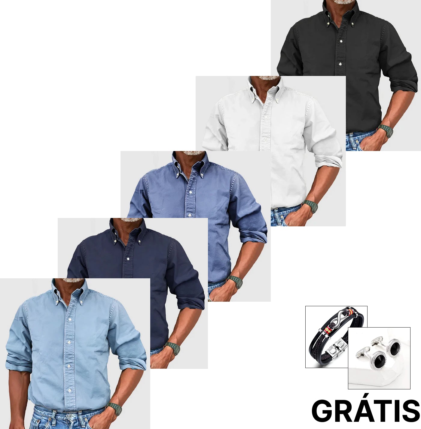 Enrique™ 5 Pack | Camisa casual de manga larga + Regalo GRÁTIS