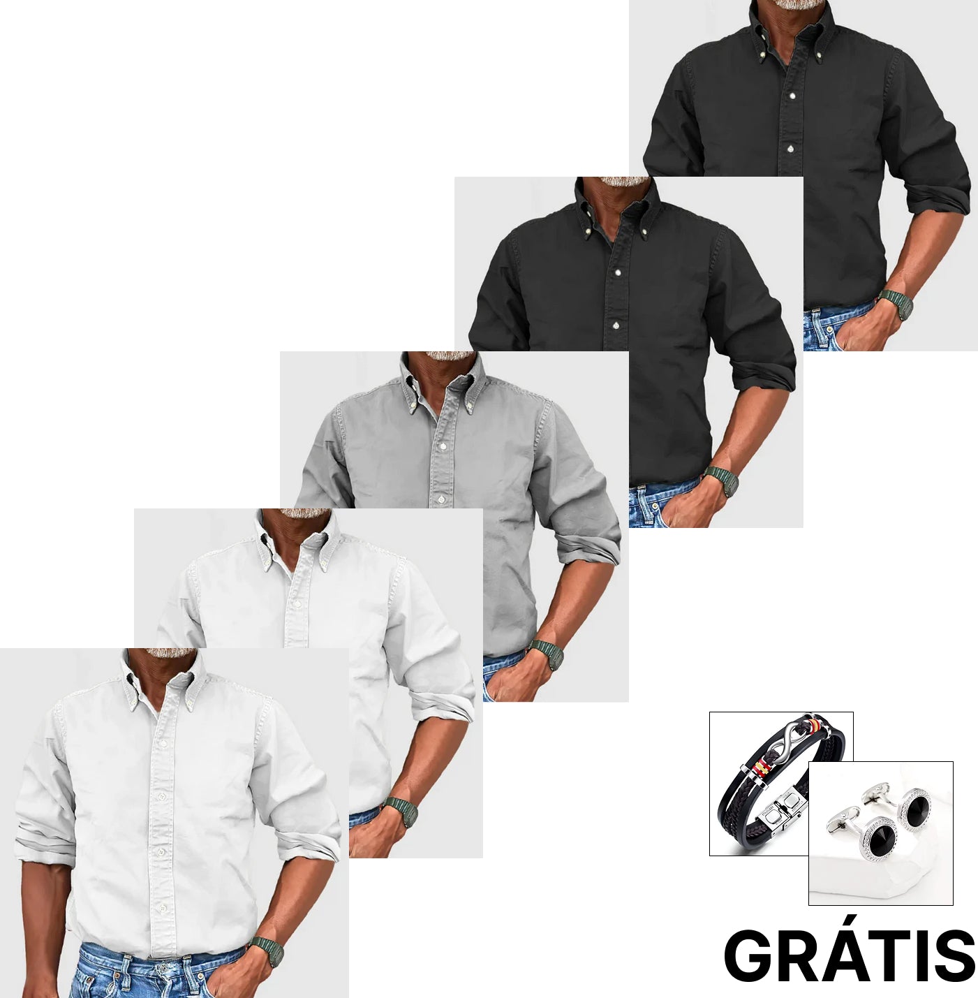 Enrique™ 5 Pack | Camisa casual de manga larga + Regalo GRÁTIS