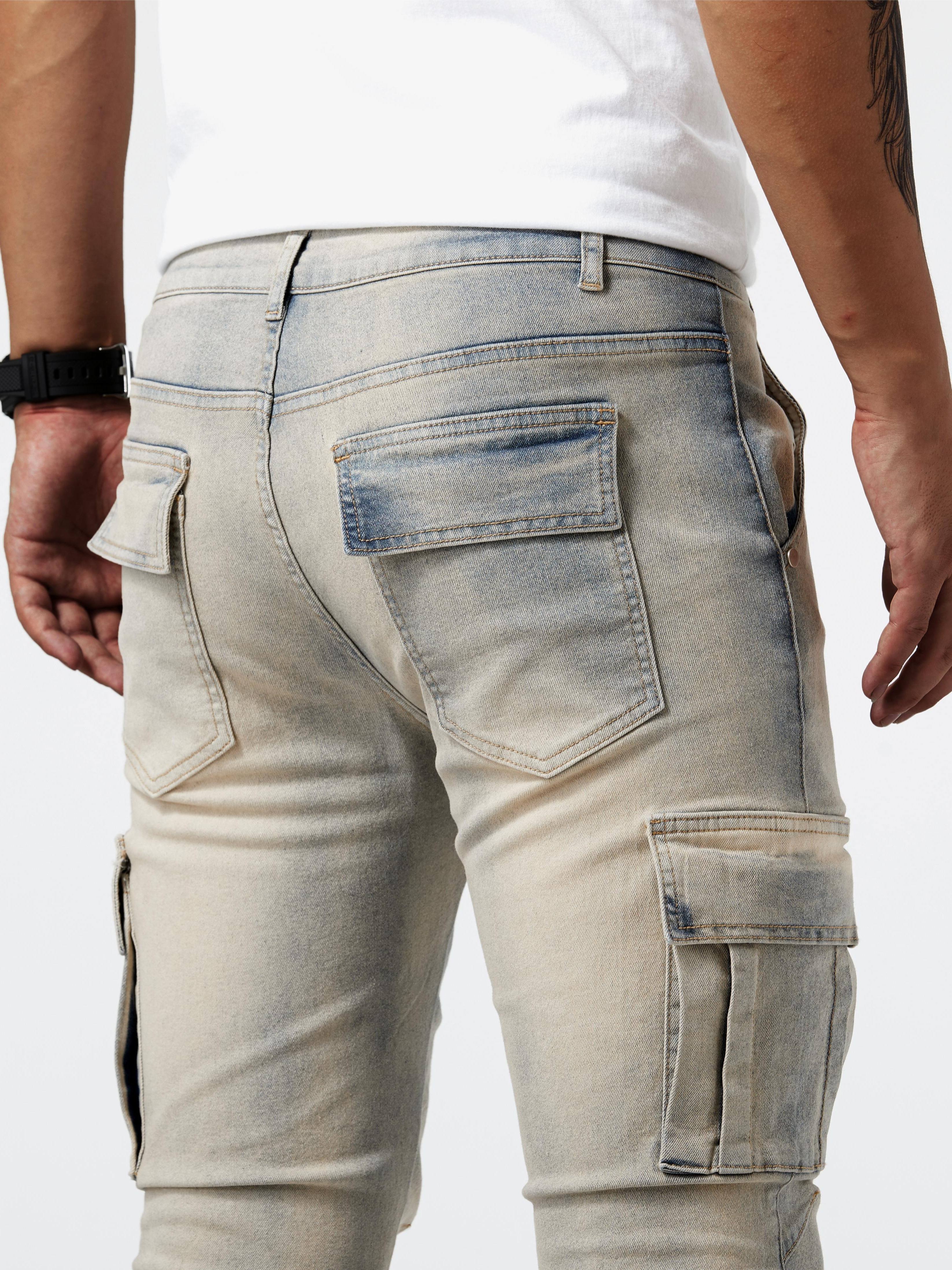 Alberto | Pantalones Cargo en Denim Elástico