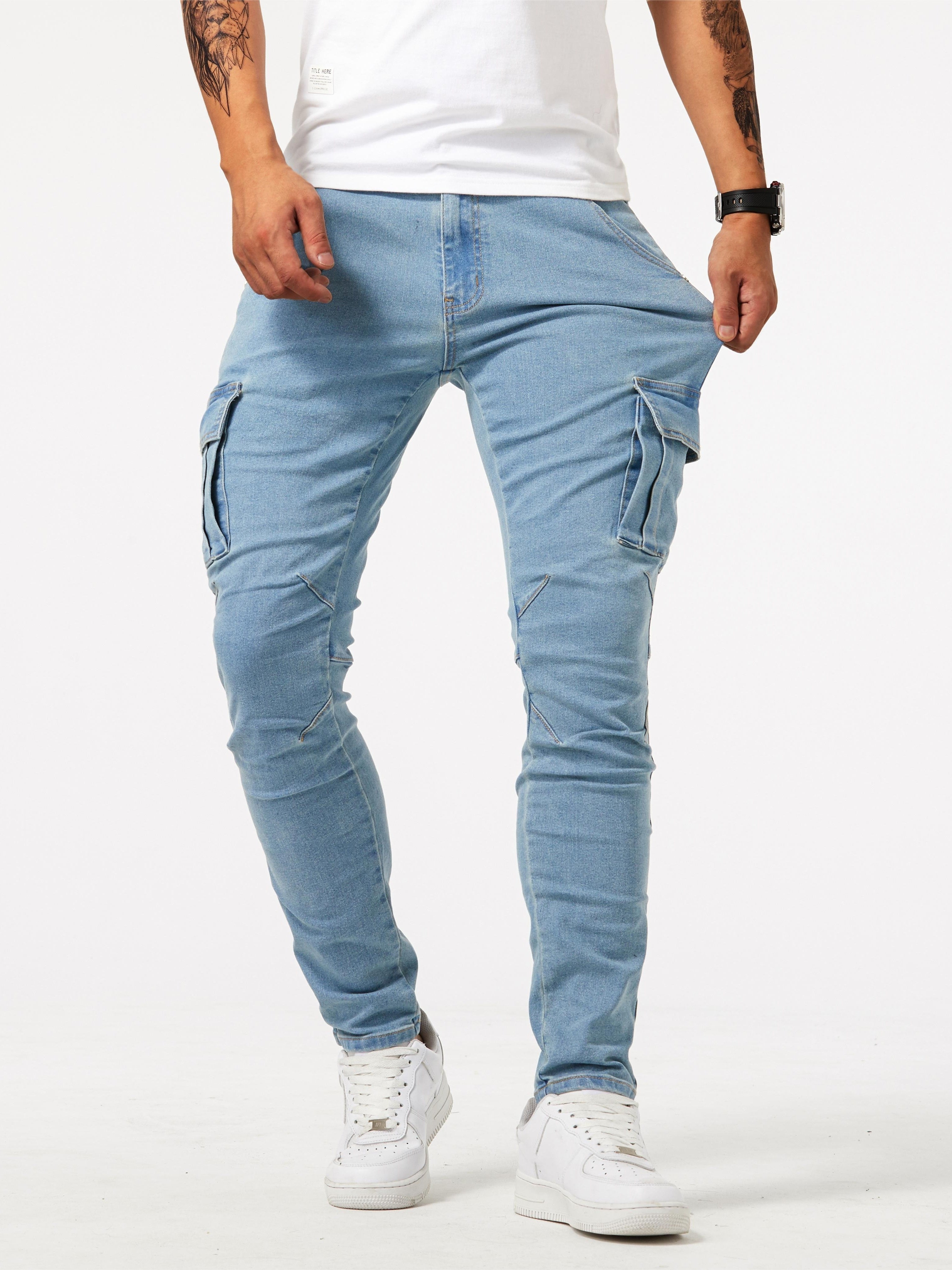 Alberto | Pantalones Cargo en Denim Elástico